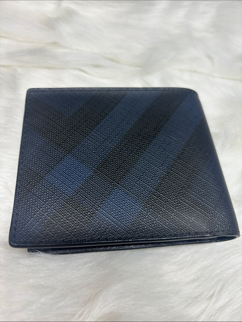Burberry Black and Navy Check Bifold Card & Key Wallet